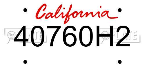 40760H2 California License Plate