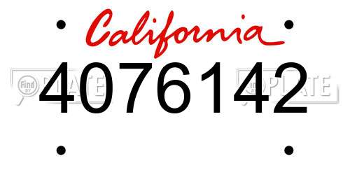 4076142 California License Plate