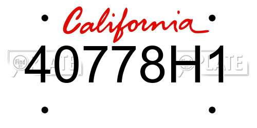 40778H1 California License Plate