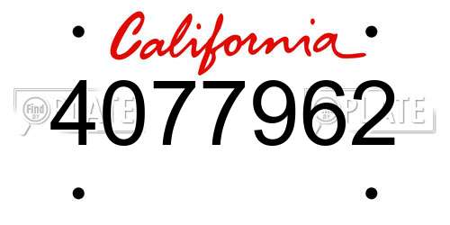 4077962 California License Plate