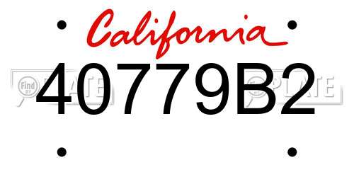 40779B2 California License Plate