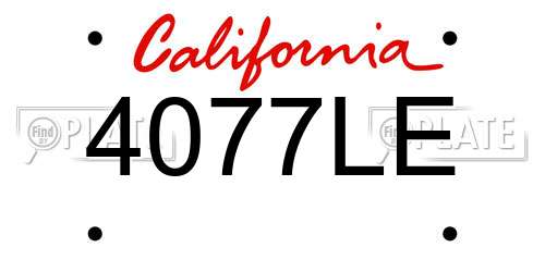 4077LE California License Plate