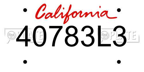 40783L3 California License Plate