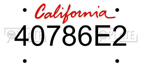 40786E2 California License Plate