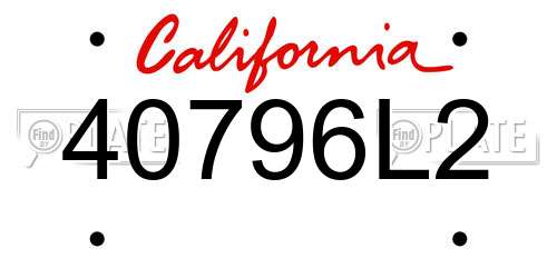40796L2 California License Plate