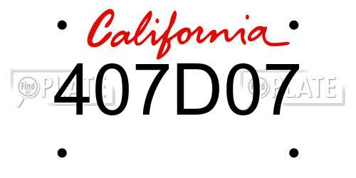 407D07 California License Plate