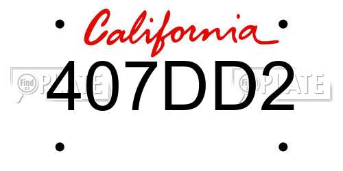 407DD2 California License Plate