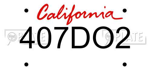 407DO2 California License Plate