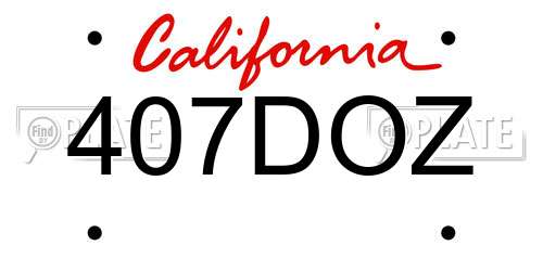 407DOZ California License Plate