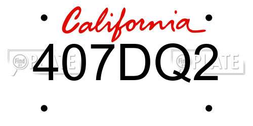 407DQ2 California License Plate