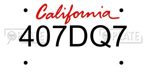 407DQ7 California License Plate