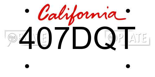 407DQT California License Plate