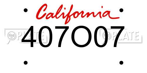407O07 California License Plate