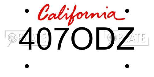 407ODZ California License Plate