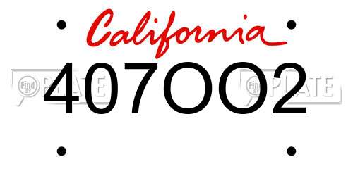 407OO2 California License Plate