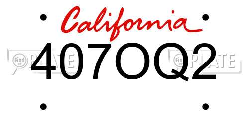 407OQ2 California License Plate