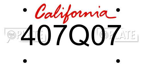 407Q07 California License Plate
