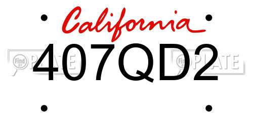 407QD2 California License Plate