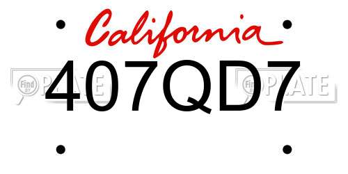 407QD7 California License Plate