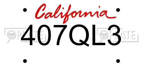 407QL3 California License Plate