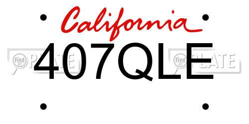 407QLE California License Plate