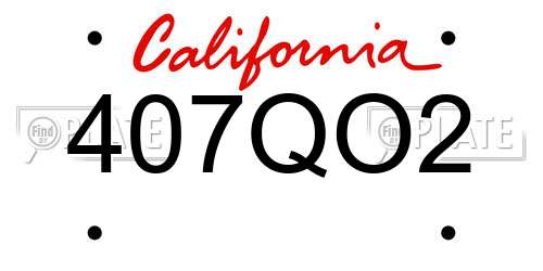 407QO2 California License Plate