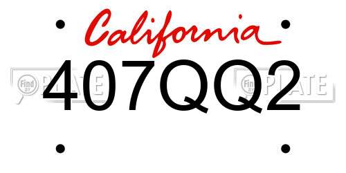 407QQ2 California License Plate