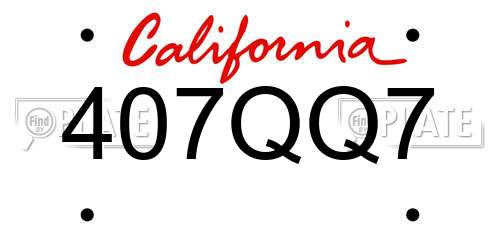 407QQ7 California License Plate