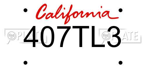 407TL3 California License Plate