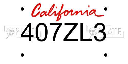 407ZL3 California License Plate
