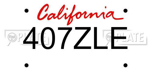 407ZLE California License Plate