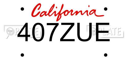 407ZUE California License Plate