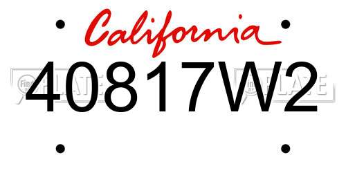 40817W2 California License Plate