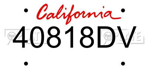 40818DV California License Plate