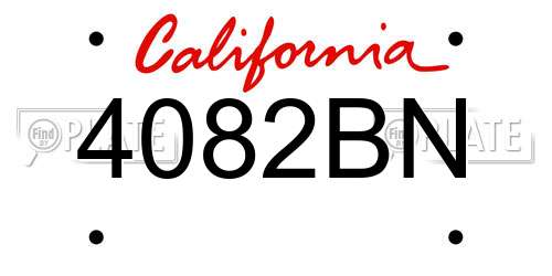 4082BN California License Plate