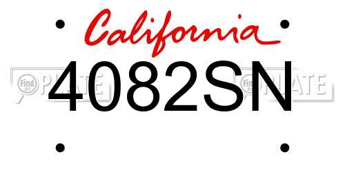 4082SN California License Plate