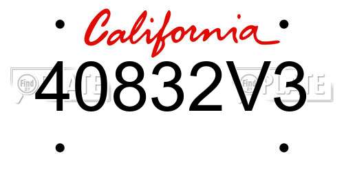 40832V3 California License Plate
