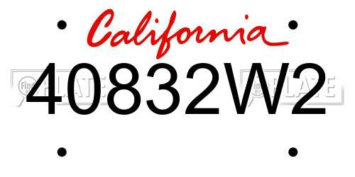 40832W2 California License Plate