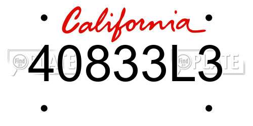 40833L3 California License Plate