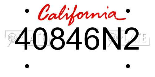 40846N2 California License Plate