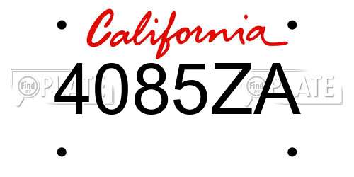 4085ZA California License Plate