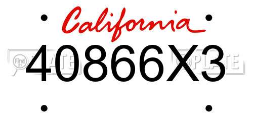 40866X3 California License Plate