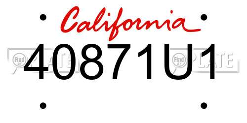 40871U1 California License Plate