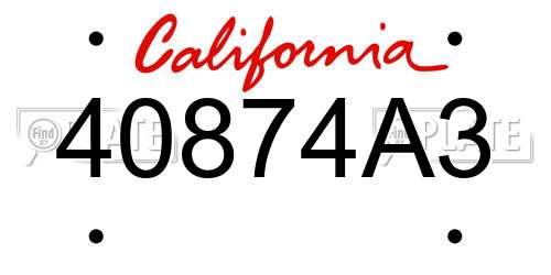 40874A3 California License Plate