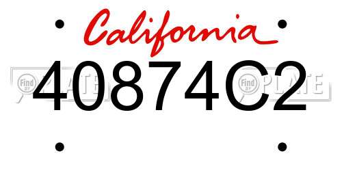 40874C2 California License Plate