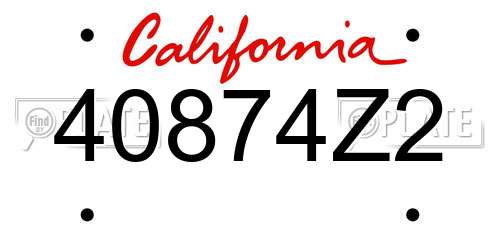 40874Z2 California License Plate