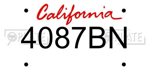 4087BN California License Plate