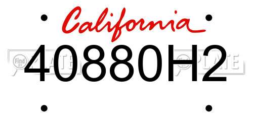 40880H2 California License Plate