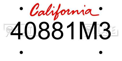 40881M3 California License Plate
