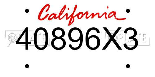 40896X3 California License Plate